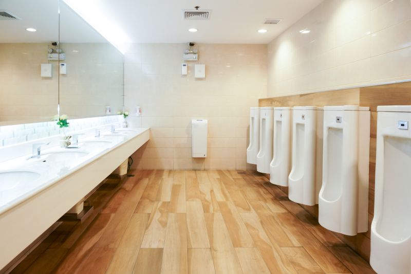 Completed Restroom with Installed Urinals